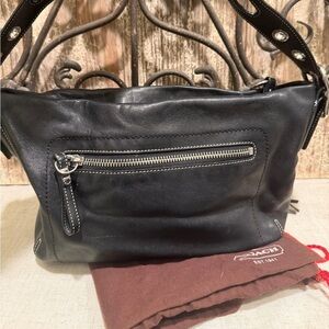 Coach 2006 Vintage Black Leather East West Legacy Tassel Hobo Shoulder Bag 1417
